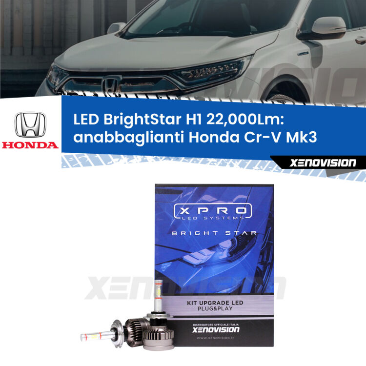 Anabbaglianti LED H1 22,000Lm per Honda Cr-V Mk3 2006 - 2010 <strong>Kit LED anabbaglianti per Honda Cr-V</strong> Mk3 2006 - 2010. </strong>Due lampade Canbus H1 Brightstar da 22,000 Lumen. Qualità Massima.