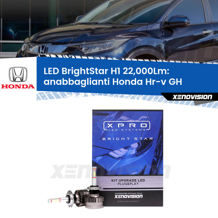 <strong>Kit LED anabbaglianti per Honda Hr-v</strong> GH 1998 - 2012. </strong>Due lampade Canbus H1 Brightstar da 22,000 Lumen. Qualità Massima.
