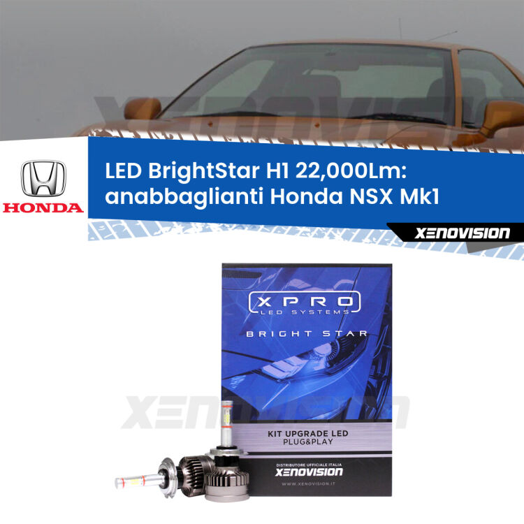 Anabbaglianti LED H1 22,000Lm per Honda NSX Mk1 1990 - 2000 <strong>Kit LED anabbaglianti per Honda NSX</strong> Mk1 1990 - 2000. </strong>Due lampade Canbus H1 Brightstar da 22,000 Lumen. Qualità Massima.