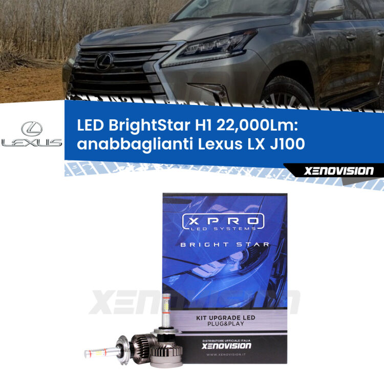 <strong>Kit LED anabbaglianti per Lexus LX</strong> J100 1998 - 2008. </strong>Due lampade Canbus H1 Brightstar da 22,000 Lumen. Qualità Massima.