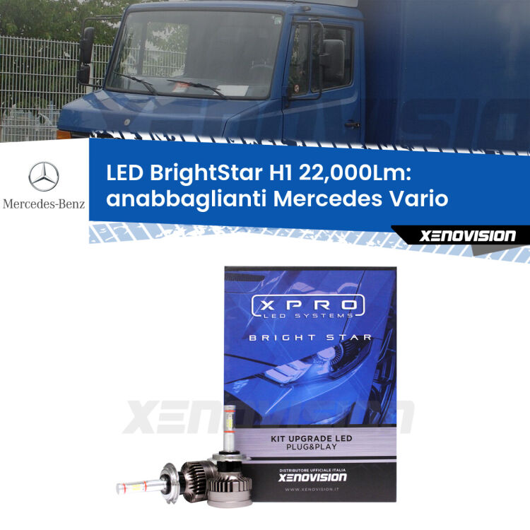 <strong>Kit LED anabbaglianti per Mercedes Vario</strong>  1996 - 2013. </strong>Due lampade Canbus H1 Brightstar da 22,000 Lumen. Qualità Massima.