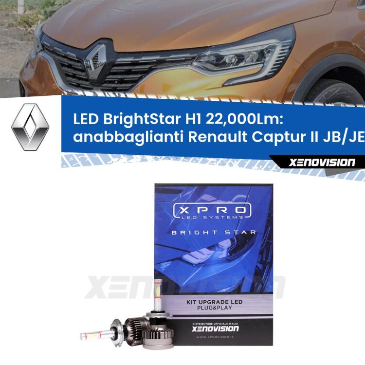 Anabbaglianti LED H1 22,000Lm per Renault Captur II JB/JE in poi <strong>Kit LED anabbaglianti per Renault Captur II</strong> JB/JE in poi. </strong>Due lampade Canbus H1 Brightstar da 22,000 Lumen. Qualità Massima.