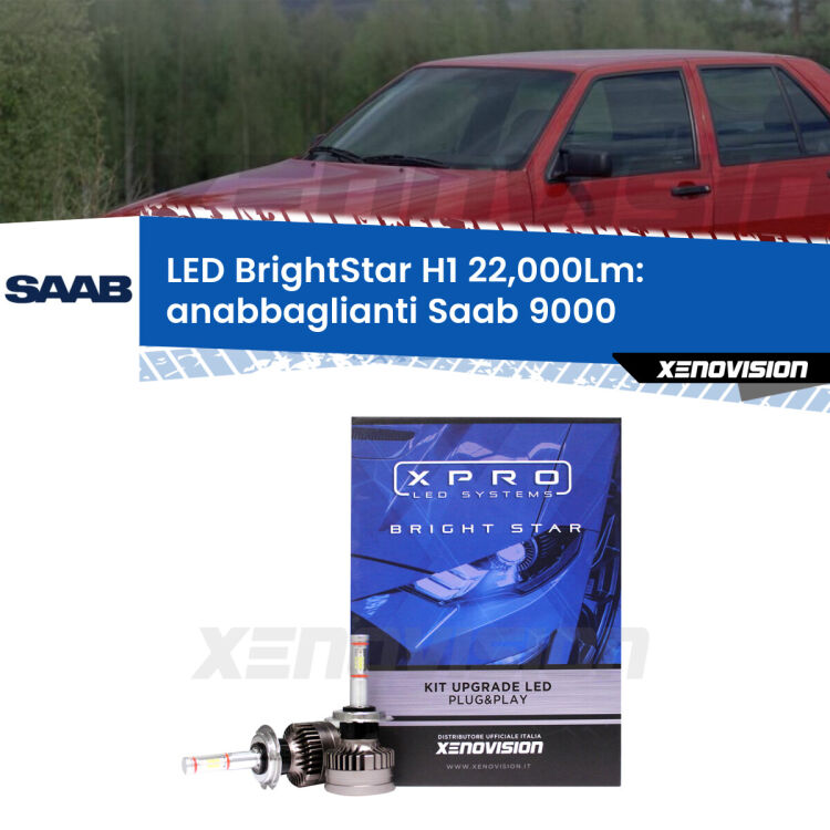 <strong>Kit LED anabbaglianti per Saab 9000</strong>  a parabola doppia. </strong>Due lampade Canbus H1 Brightstar da 22,000 Lumen. Qualità Massima.