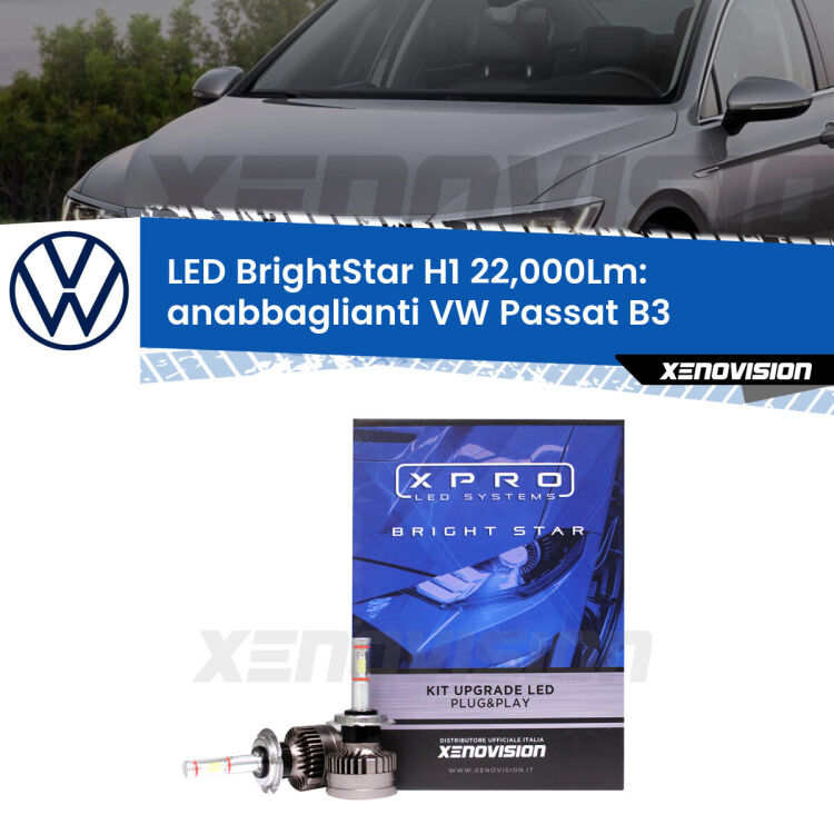 <strong>Kit LED anabbaglianti per VW Passat</strong> B3 a parabola doppia. </strong>Due lampade Canbus H1 Brightstar da 22,000 Lumen. Qualità Massima.