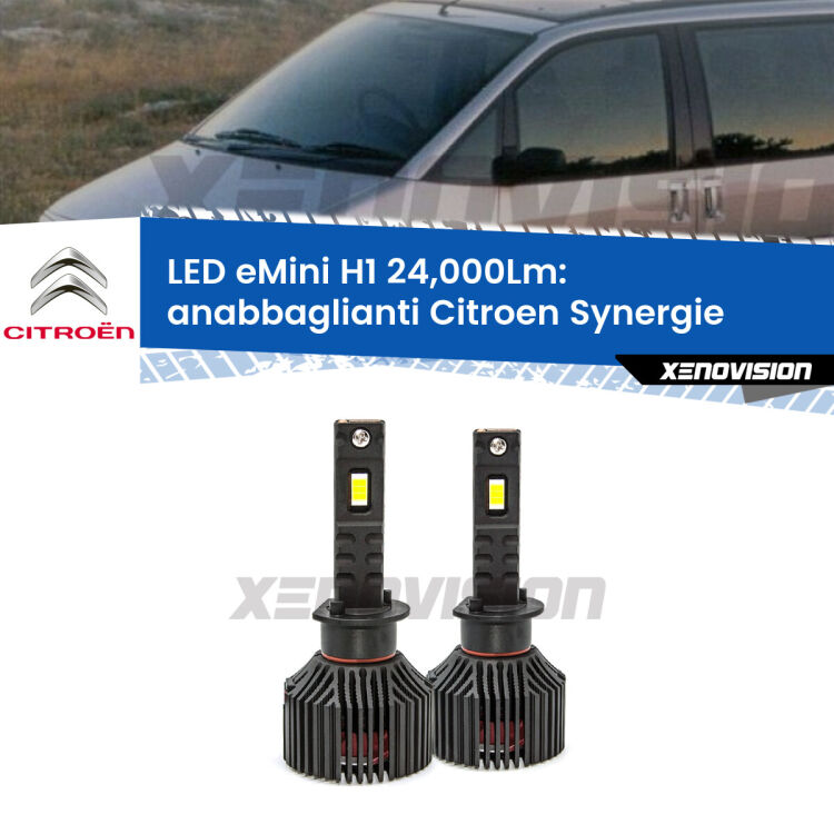 <strong>Kit anabbaglianti LED specifico per Citroen Synergie</strong>  1994 - 2002. Lampade <strong>H1</strong> Canbus e compatte 24.000Lumen Eagle Mini Xenovision.