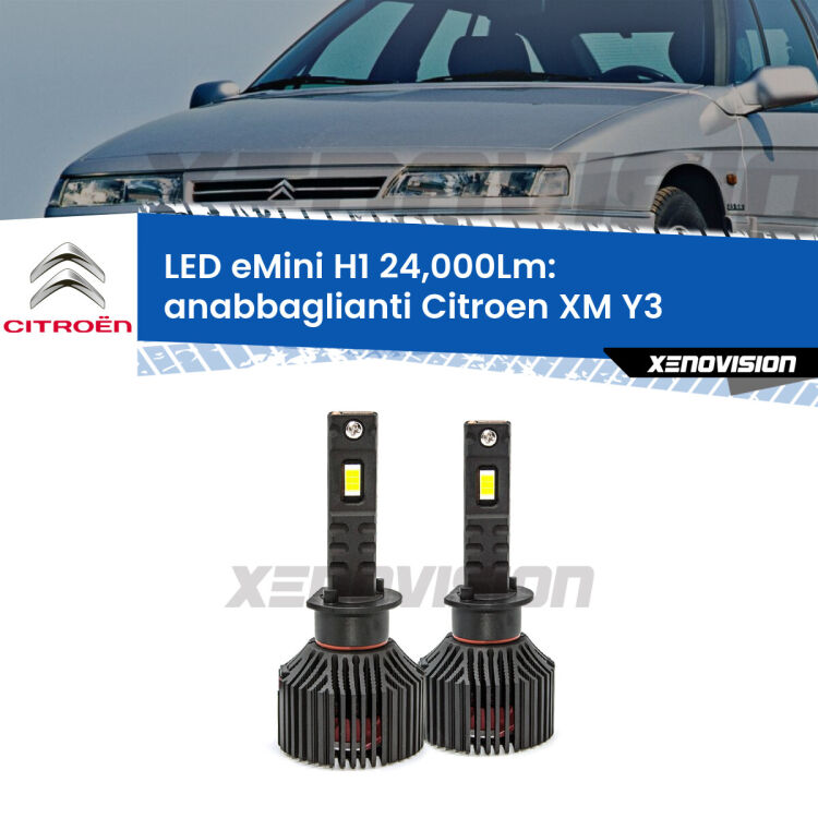 <strong>Kit anabbaglianti LED specifico per Citroen XM</strong> Y3 1989 - 1994. Lampade <strong>H1</strong> Canbus e compatte 24.000Lumen Eagle Mini Xenovision.