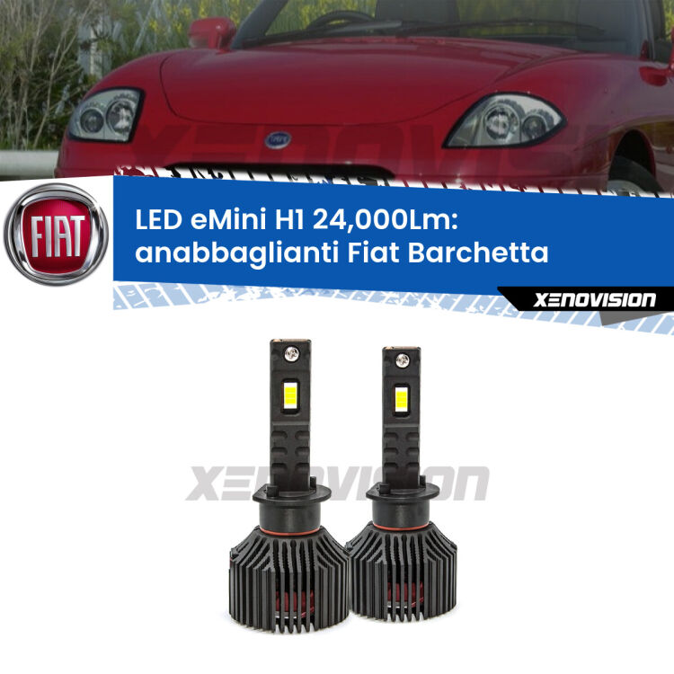 <strong>Kit anabbaglianti LED specifico per Fiat Barchetta</strong>  1995 - 2005. Lampade <strong>H1</strong> Canbus e compatte 24.000Lumen Eagle Mini Xenovision.