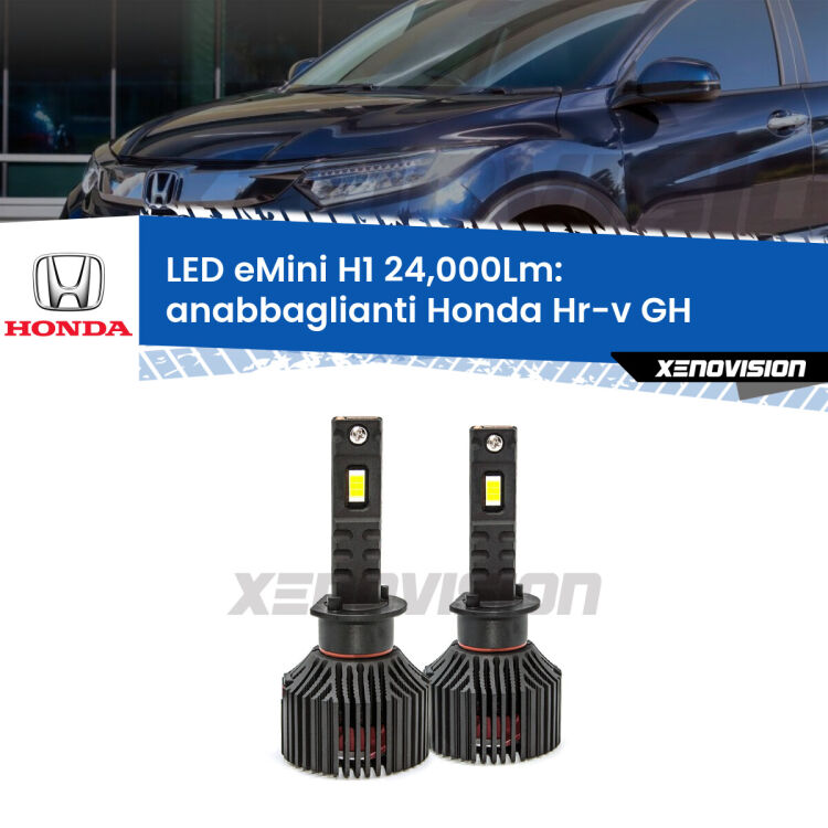 <strong>Kit anabbaglianti LED specifico per Honda Hr-v</strong> GH 1998 - 2012. Lampade <strong>H1</strong> Canbus e compatte 24.000Lumen Eagle Mini Xenovision.