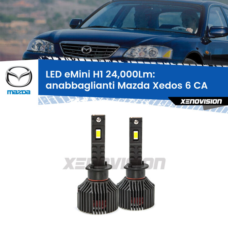 <strong>Kit anabbaglianti LED specifico per Mazda Xedos 6</strong> CA 1992 - 1999. Lampade <strong>H1</strong> Canbus e compatte 24.000Lumen Eagle Mini Xenovision.
