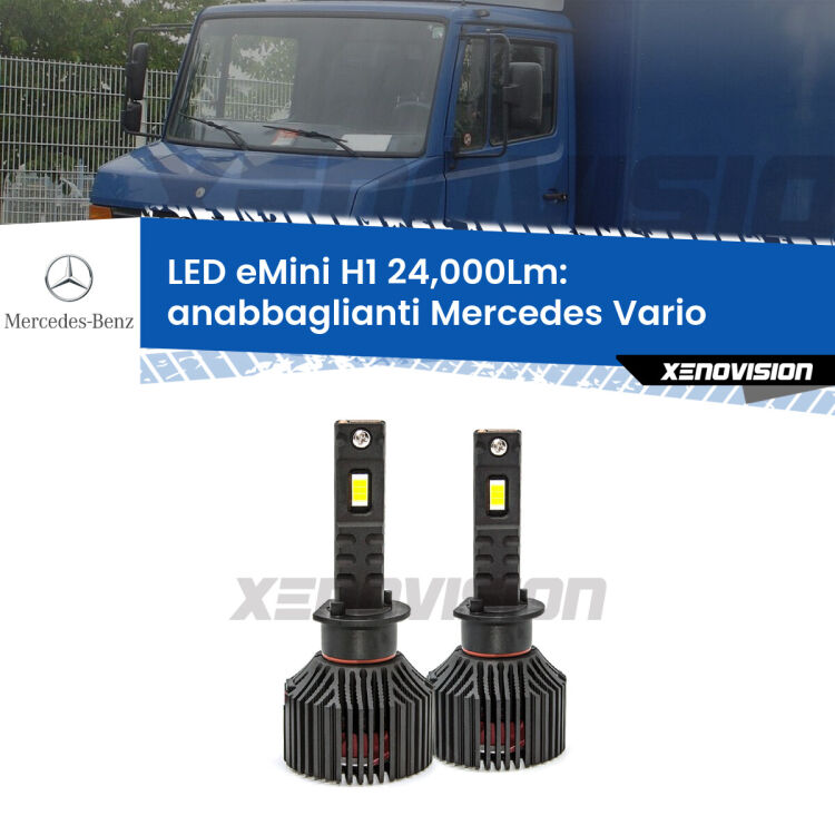 <strong>Kit anabbaglianti LED specifico per Mercedes Vario</strong>  1996 - 2013. Lampade <strong>H1</strong> Canbus e compatte 24.000Lumen Eagle Mini Xenovision.