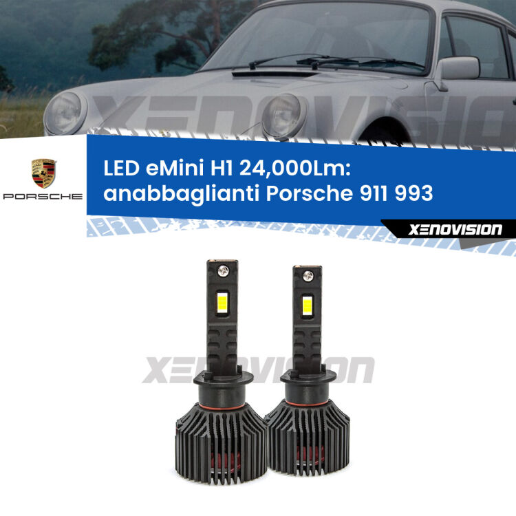 <strong>Kit anabbaglianti LED specifico per Porsche 911</strong> 993 1993 - 1997. Lampade <strong>H1</strong> Canbus e compatte 24.000Lumen Eagle Mini Xenovision.