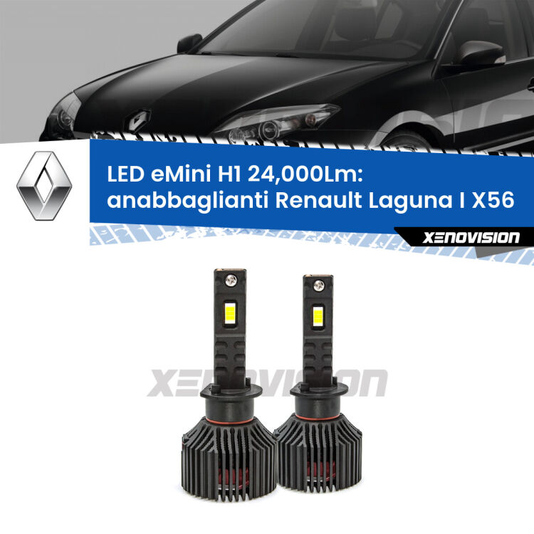 <strong>Kit anabbaglianti LED specifico per Renault Laguna I</strong> X56 1993 - 1998. Lampade <strong>H1</strong> Canbus e compatte 24.000Lumen Eagle Mini Xenovision.