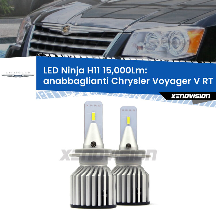 <strong>Kit anabbaglianti LED specifico per Chrysler Voyager V</strong> RT 2007 - 2016. Lampade <strong>H11</strong> Canbus da 15.000Lumen di luminosità modello Ninja Xenovision.