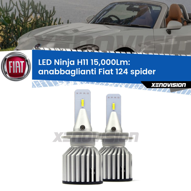 <strong>Kit anabbaglianti LED specifico per Fiat 124 spider</strong>  2016 in poi. Lampade <strong>H11</strong> Canbus da 15.000Lumen di luminosità modello Ninja Xenovision.