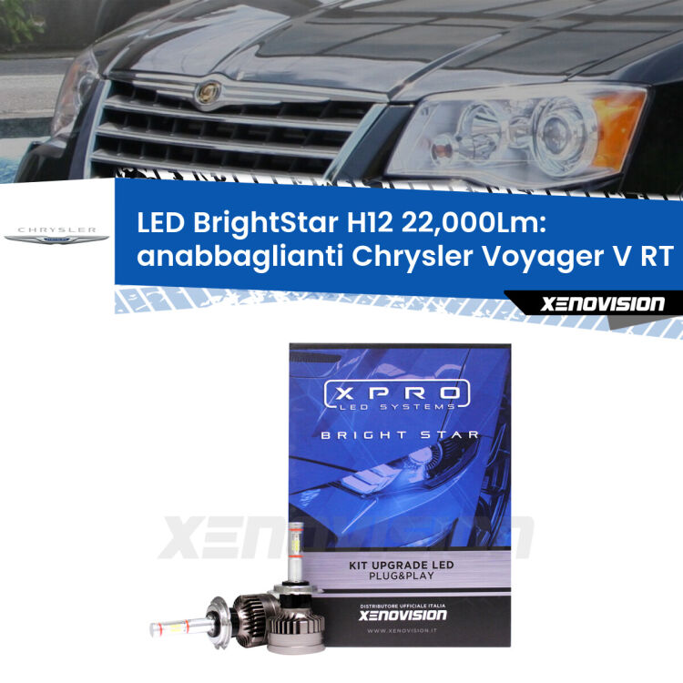 <strong>Kit LED anabbaglianti per Chrysler Voyager V</strong> RT 2007 - 2016. </strong>Coppia lampade Canbus H11 Brightstar da 22,000 Lumen. Qualità Massima.