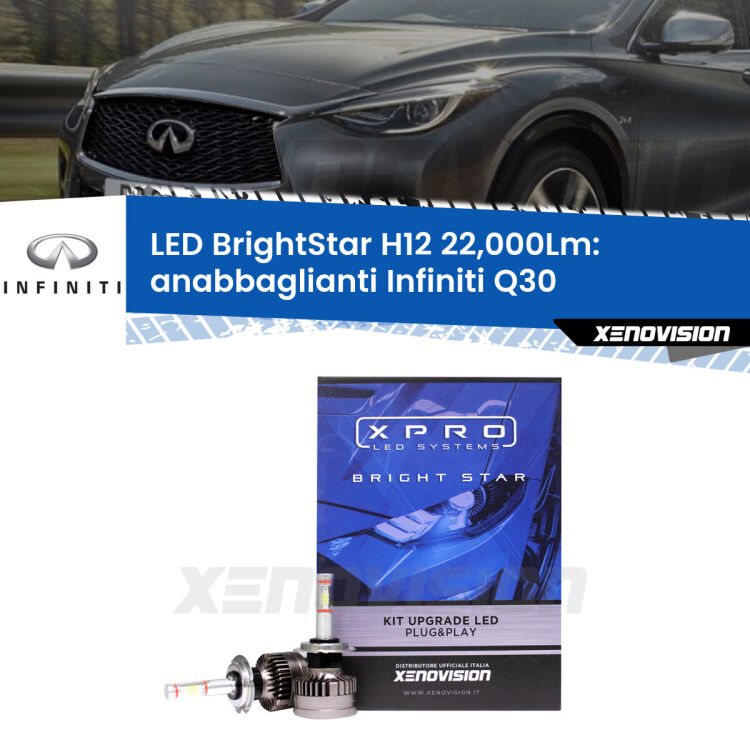 <strong>Kit LED anabbaglianti per Infiniti Q30</strong>  2015 - 2019. </strong>Coppia lampade Canbus H11 Brightstar da 22,000 Lumen. Qualità Massima.