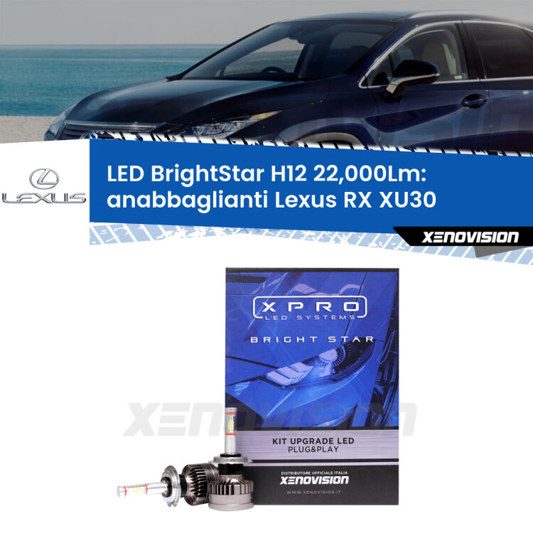 <strong>Kit LED anabbaglianti per Lexus RX</strong> XU30 2003 - 2008. </strong>Coppia lampade Canbus H11 Brightstar da 22,000 Lumen. Qualità Massima.