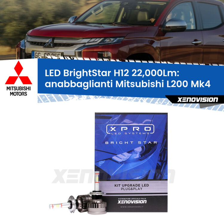 <strong>Kit LED anabbaglianti per Mitsubishi L200</strong> Mk4 a parabola doppia. </strong>Coppia lampade Canbus H11 Brightstar da 22,000 Lumen. Qualità Massima.