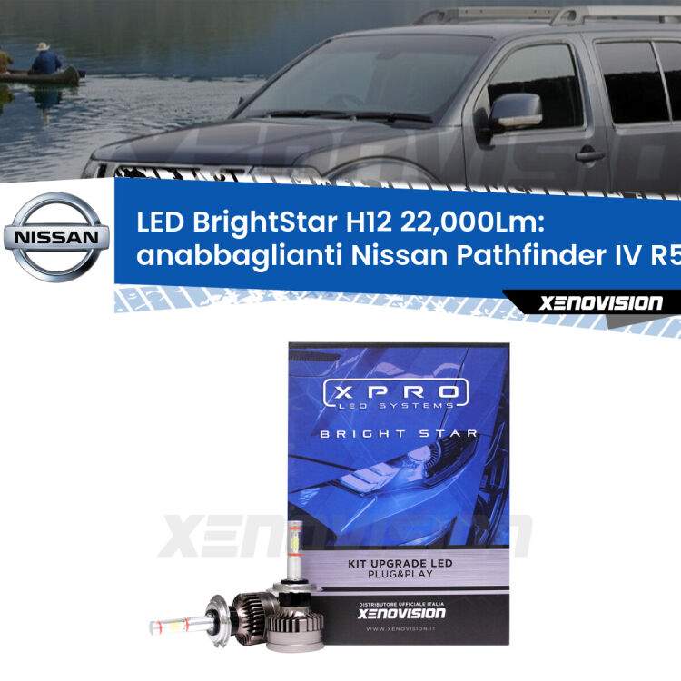 <strong>Kit LED anabbaglianti per Nissan Pathfinder IV</strong> R52 2012 in poi. </strong>Coppia lampade Canbus H11 Brightstar da 22,000 Lumen. Qualità Massima.