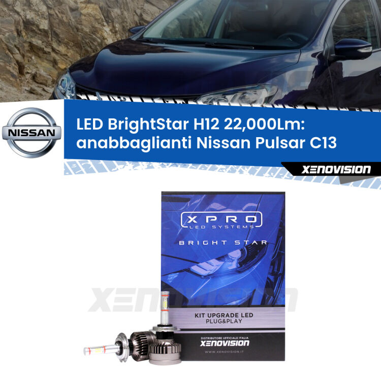 <strong>Kit LED anabbaglianti per Nissan Pulsar</strong> C13 2014 - 2018. </strong>Coppia lampade Canbus H11 Brightstar da 22,000 Lumen. Qualità Massima.
