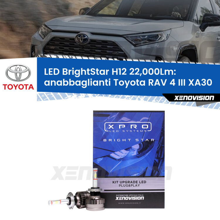 <strong>Kit LED anabbaglianti per Toyota RAV 4 III</strong> XA30 fari a parabola. </strong>Coppia lampade Canbus H11 Brightstar da 22,000 Lumen. Qualità Massima.