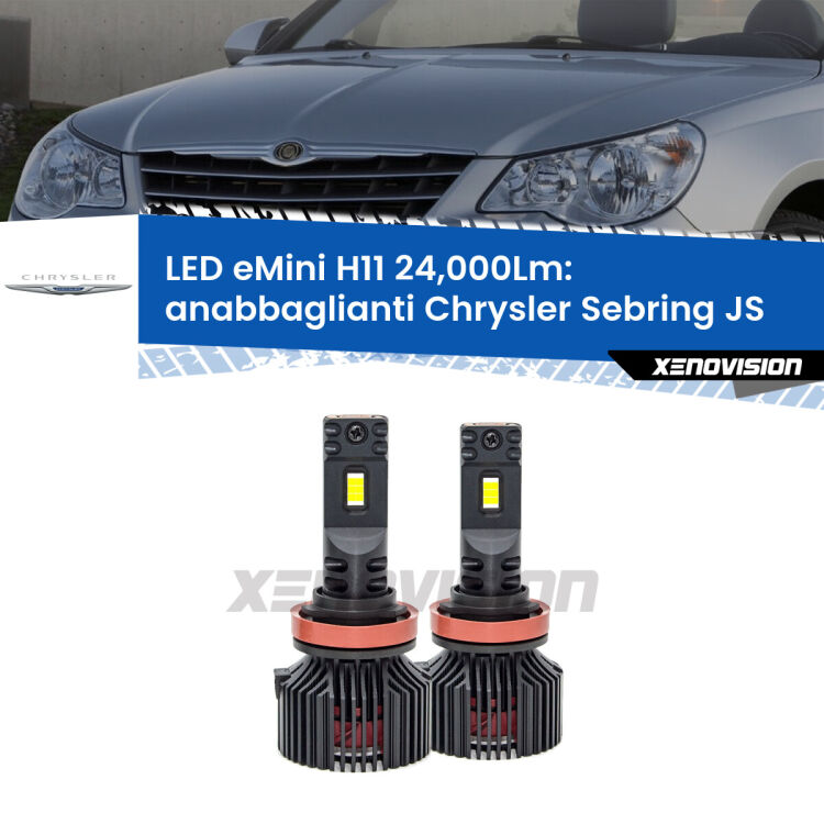 <strong>Kit anabbaglianti LED specifico per Chrysler Sebring</strong> JS 2007 - 2010. Lampade <strong>H11</strong> Canbus compatte da 24.000Lumen Eagle Mini Xenovision.