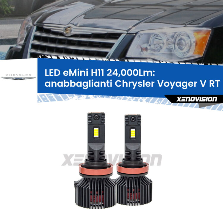 <strong>Kit anabbaglianti LED specifico per Chrysler Voyager V</strong> RT 2007 - 2016. Lampade <strong>H11</strong> Canbus compatte da 24.000Lumen Eagle Mini Xenovision.