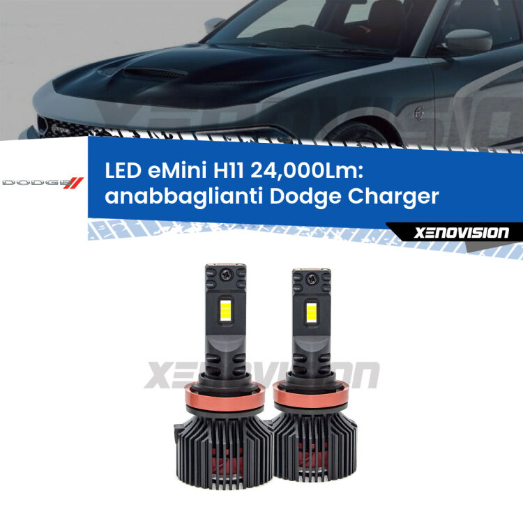<strong>Kit anabbaglianti LED specifico per Dodge Charger</strong>  prima serie. Lampade <strong>H11</strong> Canbus compatte da 24.000Lumen Eagle Mini Xenovision.