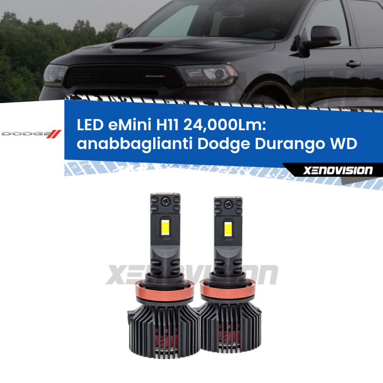 <strong>Kit anabbaglianti LED specifico per Dodge Durango</strong> WD lenticolari. Lampade <strong>H11</strong> Canbus compatte da 24.000Lumen Eagle Mini Xenovision.