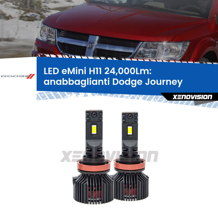 <strong>Kit anabbaglianti LED specifico per Dodge Journey</strong>  2008 - 2015. Lampade <strong>H11</strong> Canbus compatte da 24.000Lumen Eagle Mini Xenovision.