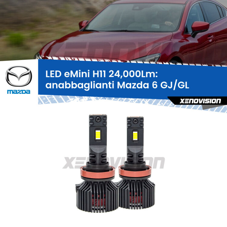 <strong>Kit anabbaglianti LED specifico per Mazda 6</strong> GJ/GL 2012 in poi. Lampade <strong>H11</strong> Canbus compatte da 24.000Lumen Eagle Mini Xenovision.