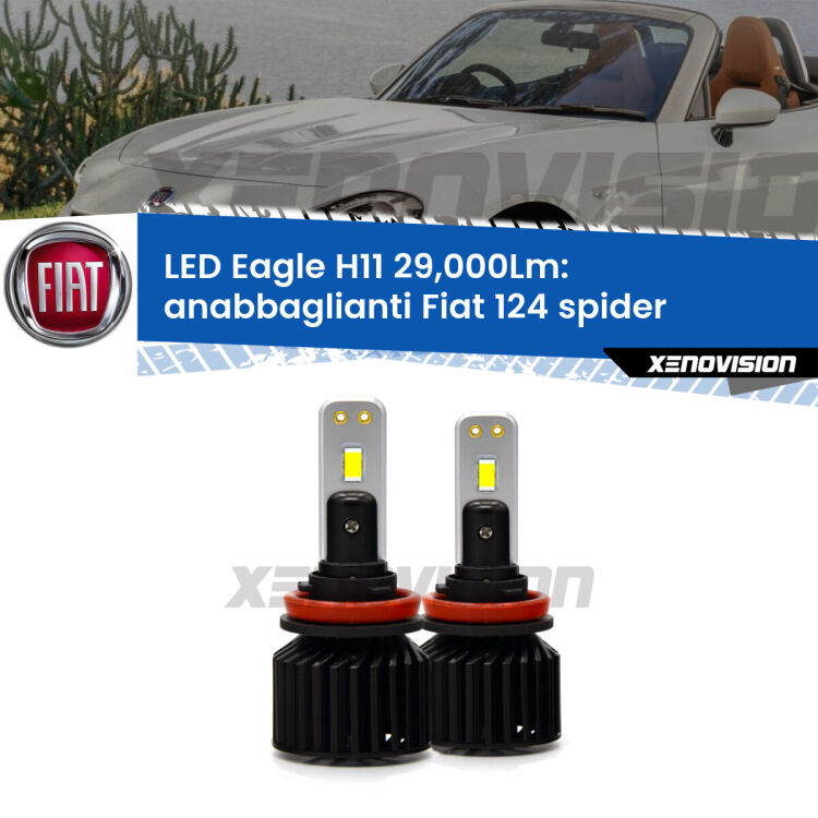 <strong>Kit anabbaglianti LED specifico per Fiat 124 spider</strong>  2016 in poi. Lampade <strong>H11</strong> Canbus da 29.000Lumen di luminosità modello Eagle Xenovision.