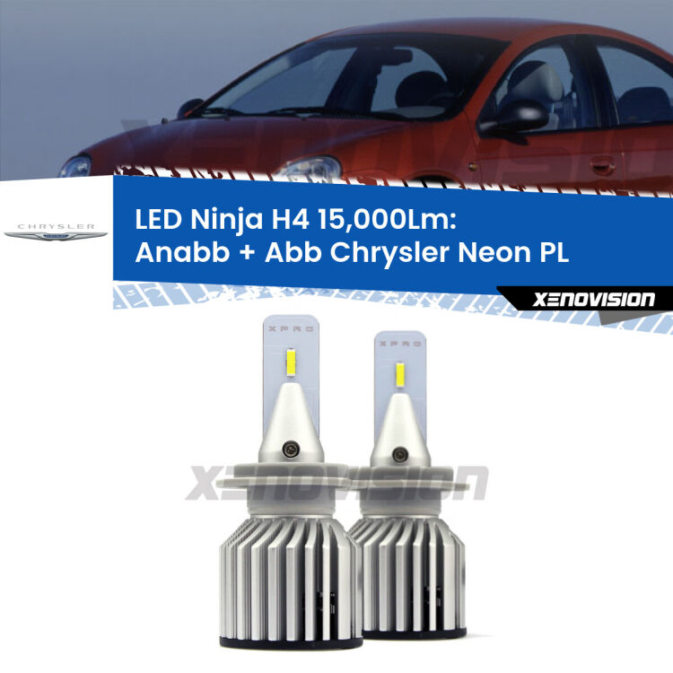 <strong>Kit anabbaglianti + abbaglianti LED per Chrysler Neon</strong> PL 1994 - 1999. Lampade <strong>H4</strong> Canbus da 15.000Lumen di luminosità modello Ninja Xenovision.