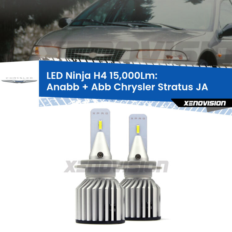 <strong>Kit anabbaglianti + abbaglianti LED per Chrysler Stratus</strong> JA 1995 - 2001. Lampade <strong>H4</strong> Canbus da 15.000Lumen di luminosità modello Ninja Xenovision.