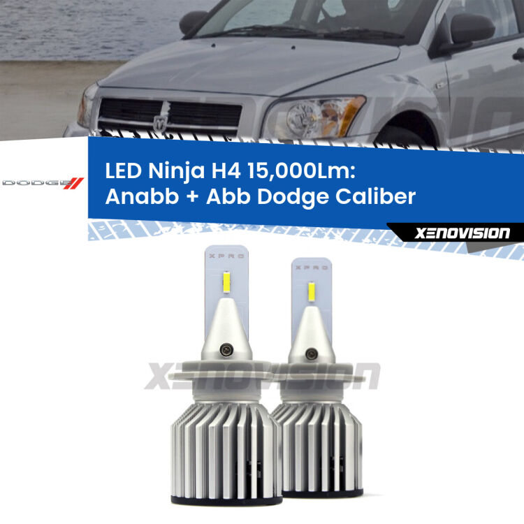 <strong>Kit anabbaglianti + abbaglianti LED per Dodge Caliber</strong>  2006 - 2011. Lampade <strong>H4</strong> Canbus da 15.000Lumen di luminosità modello Ninja Xenovision.