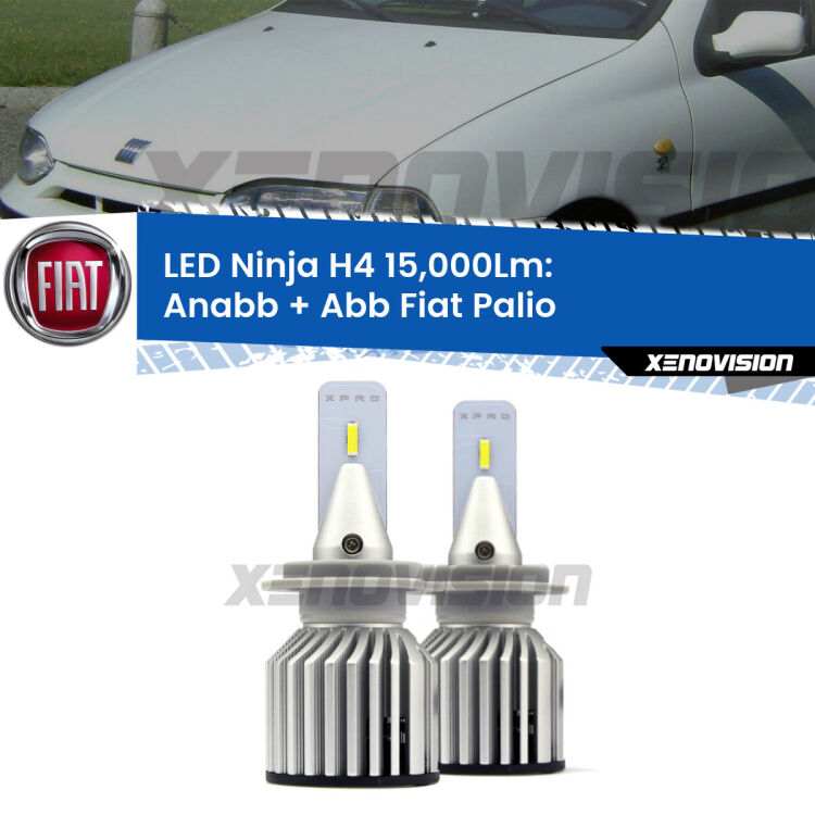 <strong>Kit anabbaglianti + abbaglianti LED per Fiat Palio</strong>  1996 - 2003. Lampade <strong>H4</strong> Canbus da 15.000Lumen di luminosità modello Ninja Xenovision.
