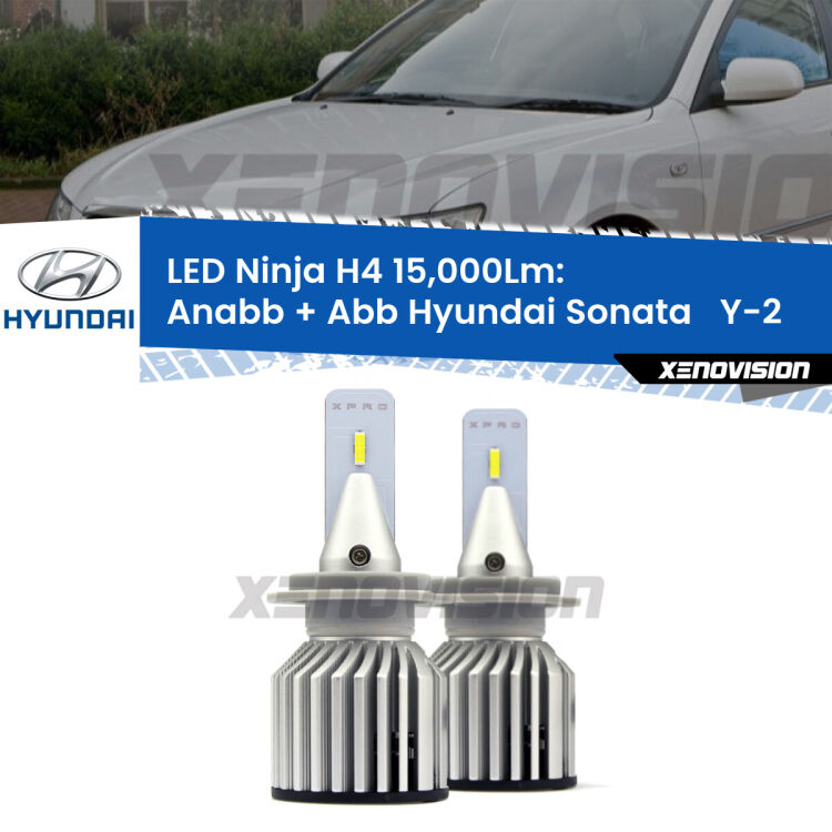 <strong>Kit anabbaglianti + abbaglianti LED per Hyundai Sonata  </strong> Y-2 1988 - 1993. Lampade <strong>H4</strong> Canbus da 15.000Lumen di luminosità modello Ninja Xenovision.