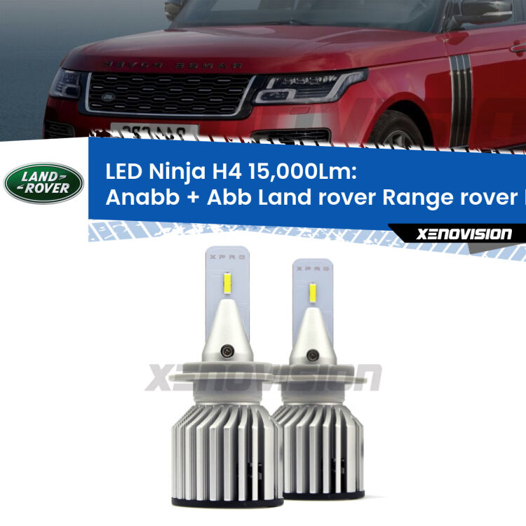 <strong>Kit anabbaglianti + abbaglianti LED per Land rover Range rover</strong> Mk1 1970 - 1994. Lampade <strong>H4</strong> Canbus da 15.000Lumen di luminosità modello Ninja Xenovision.