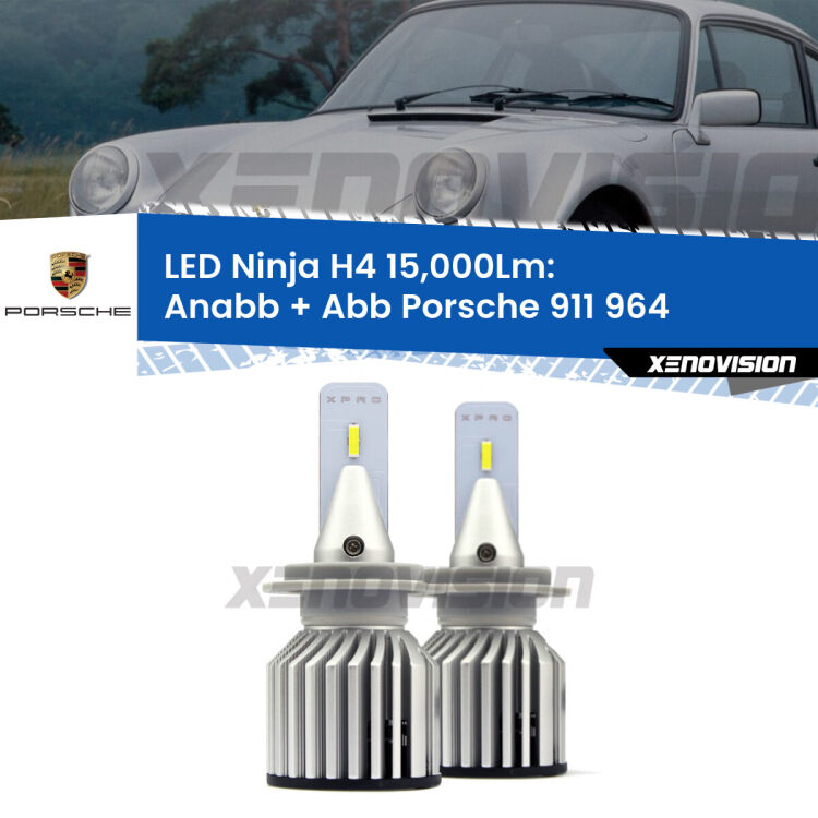 <strong>Kit anabbaglianti + abbaglianti LED per Porsche 911</strong> 964 1988 - 1993. Lampade <strong>H4</strong> Canbus da 15.000Lumen di luminosità modello Ninja Xenovision.