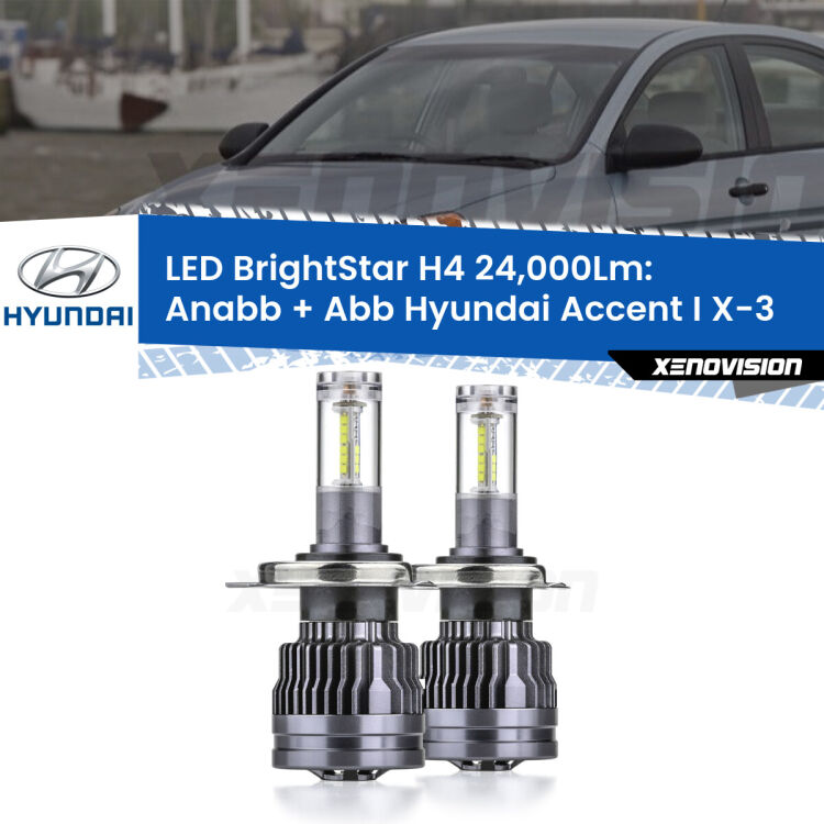 <strong>Kit Anabbaglianti LED per Hyundai Accent I</strong> X-3 1994 - 2000</strong>: 24.000Lumen, canbus, fatti per durare. Qualità Massima Garantita.