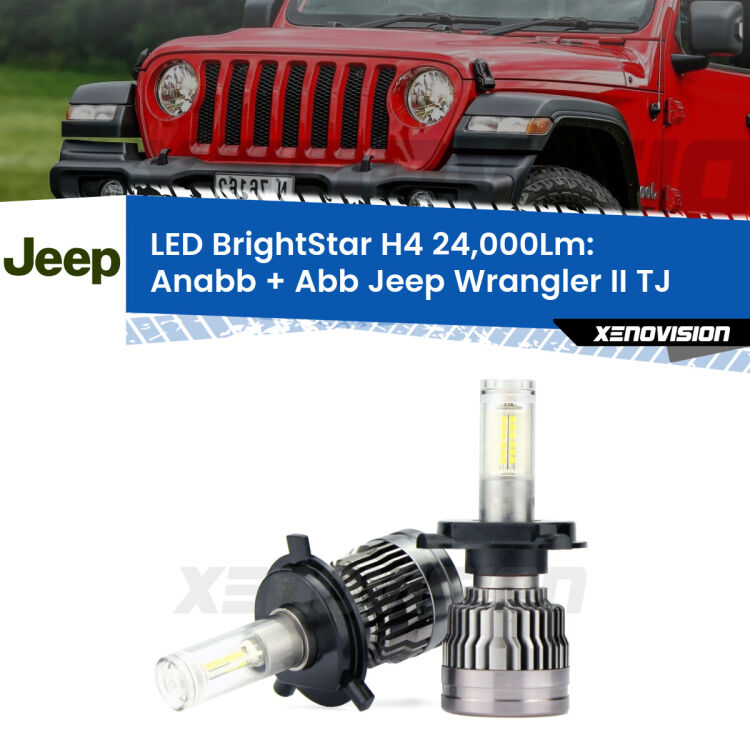 <strong>Kit Anabbaglianti LED per Jeep Wrangler II</strong> TJ 1996 - 2005</strong>: 24.000Lumen, canbus, fatti per durare. Qualità Massima Garantita.