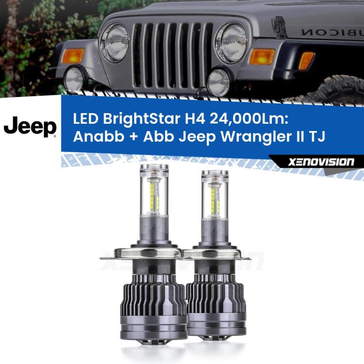 <strong>Kit Anabbaglianti LED per Jeep Wrangler II</strong> TJ 1996 - 2005</strong>: 24.000Lumen, canbus, fatti per durare. Qualità Massima Garantita.