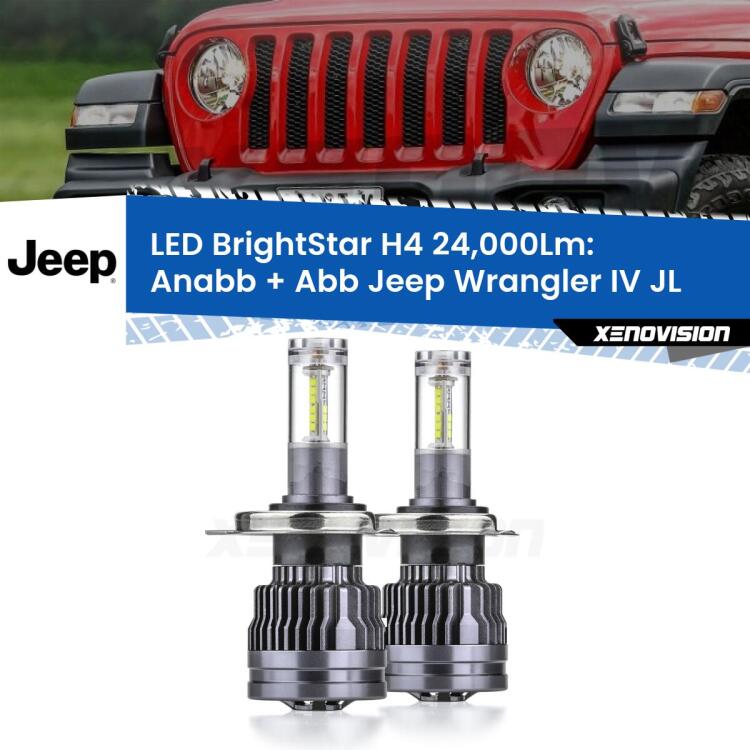 <strong>Kit Anabbaglianti LED per Jeep Wrangler IV</strong> JL 2017 in poi</strong>: 24.000Lumen, canbus, fatti per durare. Qualità Massima Garantita.