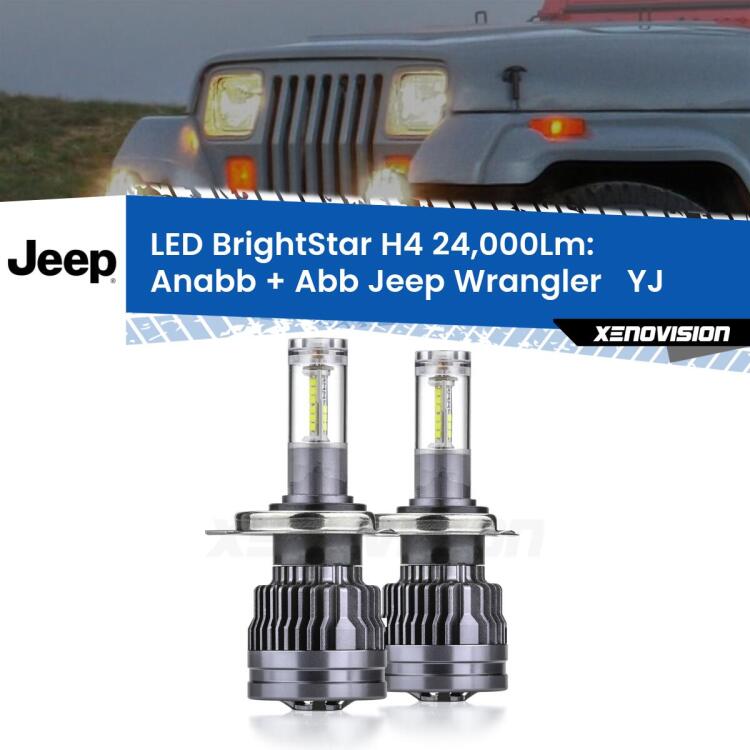 <strong>Kit Anabbaglianti LED per Jeep Wrangler  </strong> YJ 1986 - 1995</strong>: 24.000Lumen, canbus, fatti per durare. Qualità Massima Garantita.