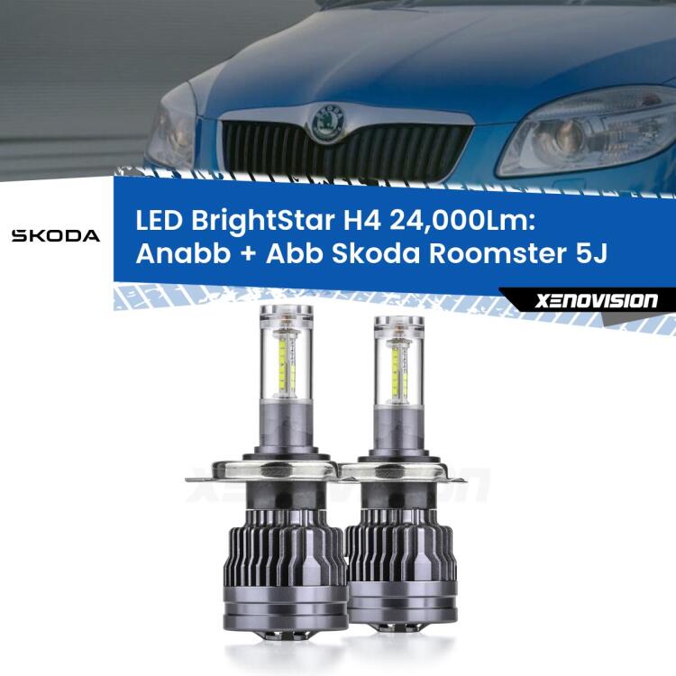 <strong>Kit Anabbaglianti LED per Skoda Roomster</strong> 5J fari a parabola</strong>: 24.000Lumen, canbus, fatti per durare. Qualità Massima Garantita.