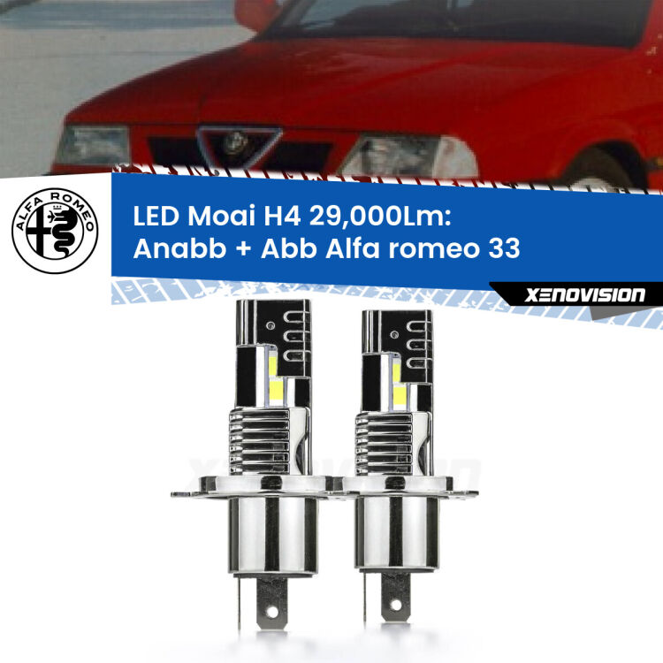 Anabbaglianti LED H4 29,000Lm per Alfa romeo 33  1990 - 1994 <strong>Kit Anabbaglianti LED per Alfa romeo 33</strong>  1990 - 1994</strong>: 29.000Lumen, canbus, fatti per durare. Qualità Massima Garantita.