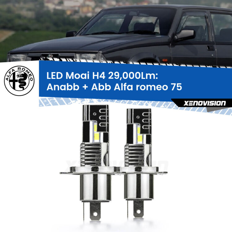 Anabbaglianti LED H4 29,000Lm per Alfa romeo 75  1985 - 1992 <strong>Kit Anabbaglianti LED per Alfa romeo 75</strong>  1985 - 1992</strong>: 29.000Lumen, canbus, fatti per durare. Qualità Massima Garantita.