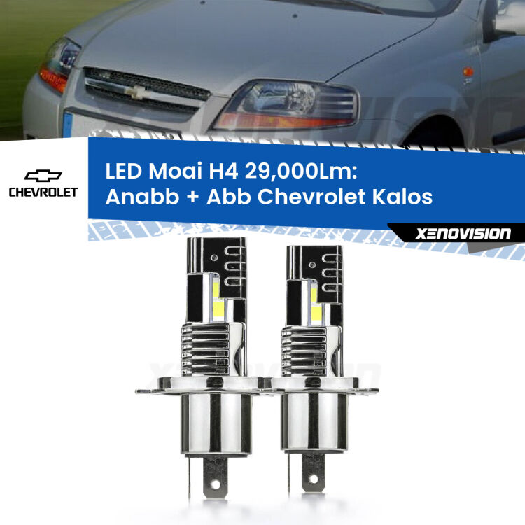 Anabbaglianti LED H4 29,000Lm per Chevrolet Kalos  2005 - 2008 <strong>Kit Anabbaglianti LED per Chevrolet Kalos</strong>  2005 - 2008</strong>: 29.000Lumen, canbus, fatti per durare. Qualità Massima Garantita.