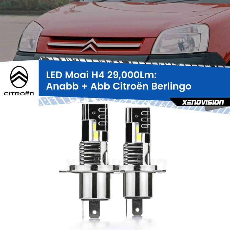 0 Anabbaglianti LED H4 29,000Lm per Citroën Berlingo 1996 - 2007 <strong>Kit Anabbaglianti LED per Citroën Berlingo</strong> 1996 - 2007</strong>: 29.000Lumen, canbus, fatti per durare. Qualità Massima Garantita.