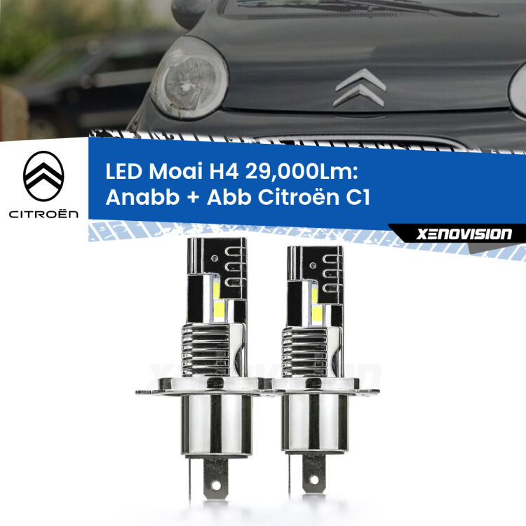 Anabbaglianti LED H4 29,000Lm per Citroën C1  2005 - 2013 <strong>Kit Anabbaglianti LED per Citroën C1</strong>  2005 - 2013</strong>: 29.000Lumen, canbus, fatti per durare. Qualità Massima Garantita.